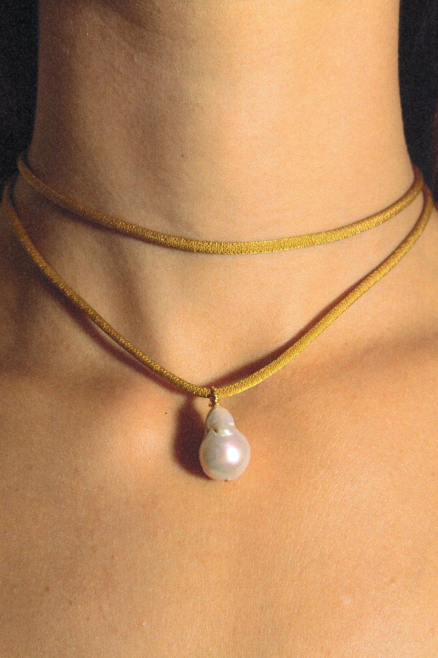 Chartreuse Baroque Pearl Wrap Necklace