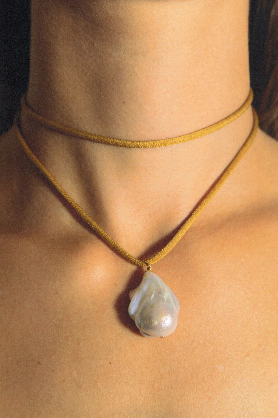 Chartreuse Baroque Pearl Wrap Necklace